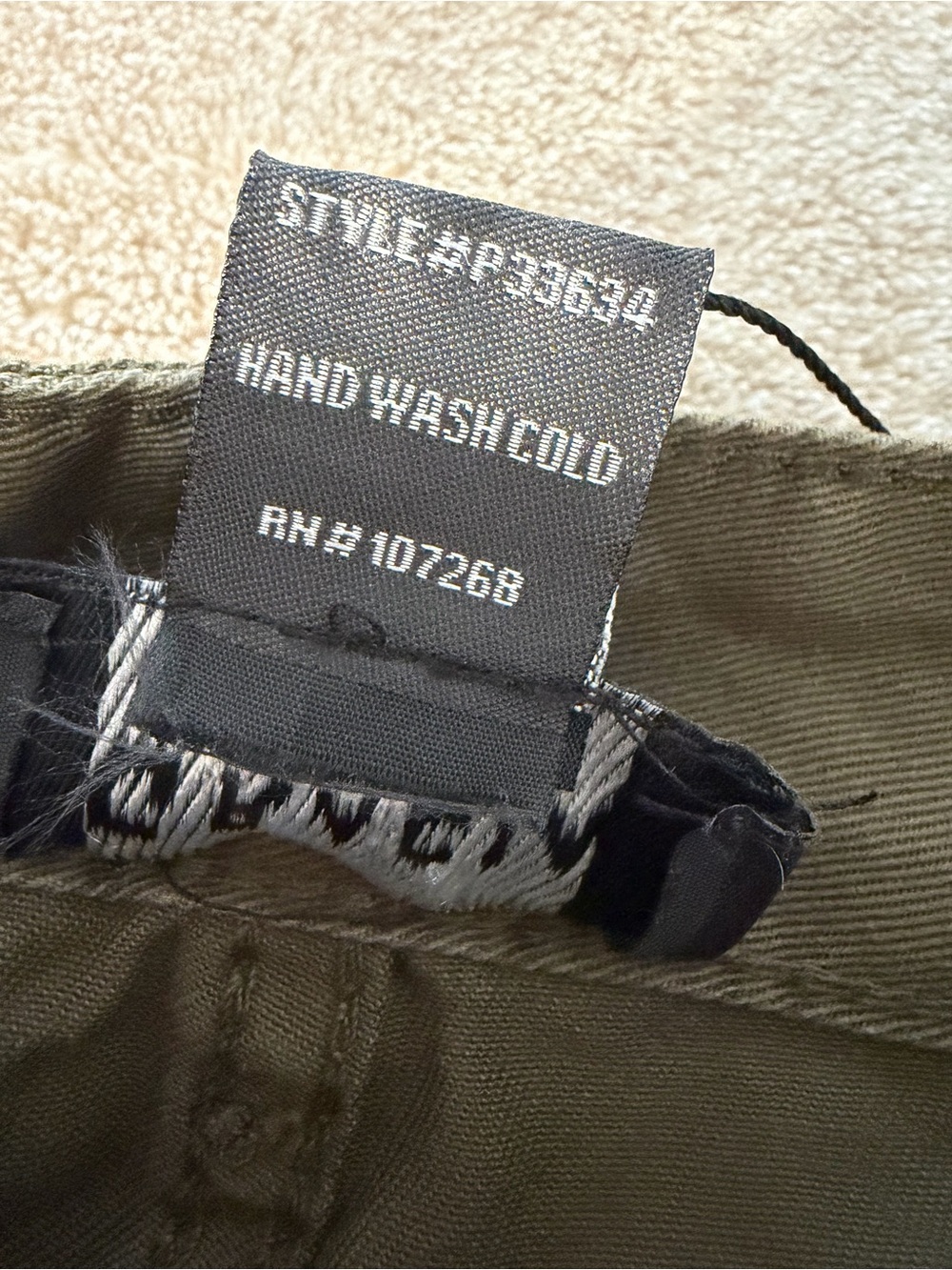 Gracia Olive Green Utility Cargo Pants Wide Leg Cropped High Rise NWT Small - Picture 6 of 10